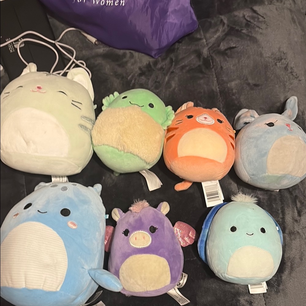 Squishmallows Plush Set - Green, Orange, Blue, Purple